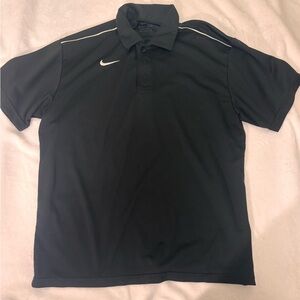 Nike Men's Black Polo Shirt with White Accents